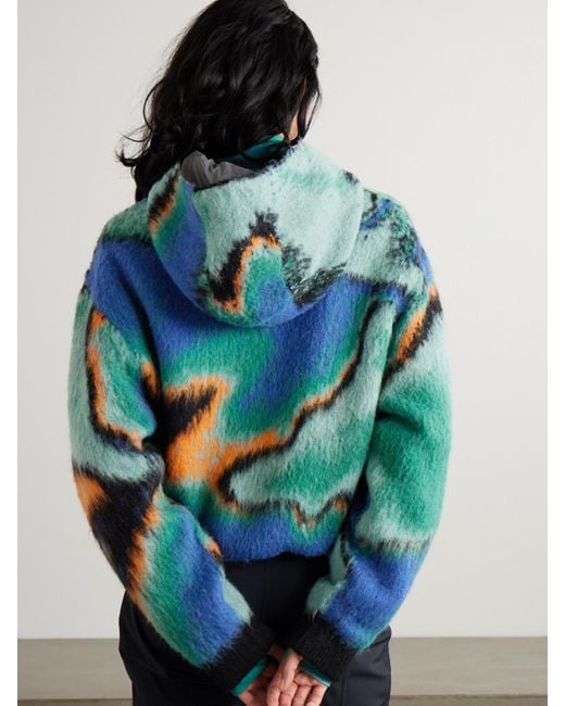 Aztech Mountain Blue Off Piste Shell-Trimmed Printed Fleece Hoodie