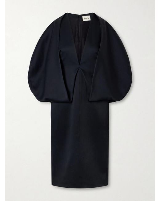 Khaite Black Dakota Crepe-Satin Midi Dress