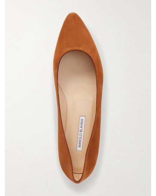 Manolo Blahnik Brown Bb Suede Ballet Flats