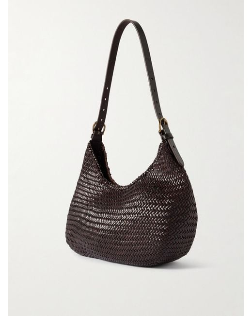 Dragon Diffusion Black Luna Mezza Schultertasche Aus Geflochtenem Leder