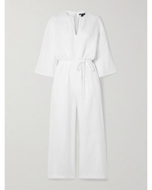 James Perse White Linen Jumpsuit