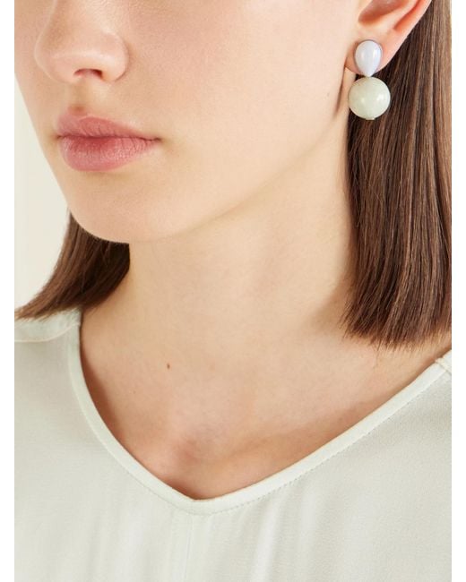 Jennifer Behr White Allison-Tone Jade Earrings