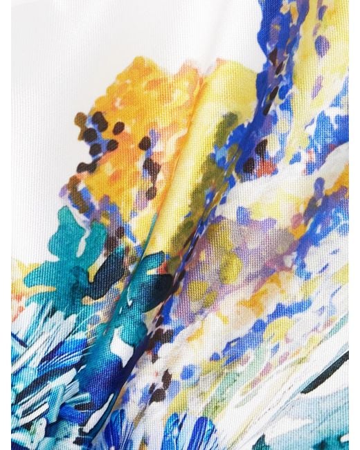 Mary Katrantzou Blue Margot Tiered Floral-Print Cotton-Faille Mini Dress