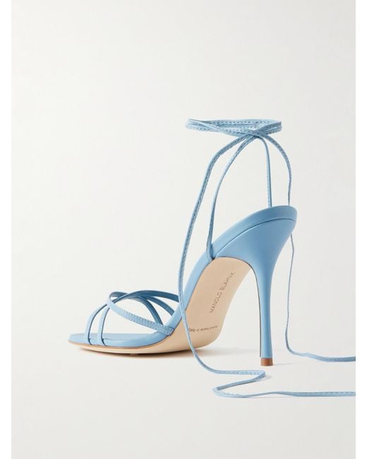 Manolo Blahnik Blue Leva 105 Sandalen Aus Leder