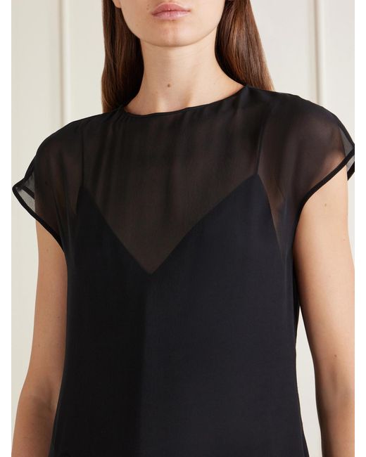 Khaite Black Scarla Silk-Chiffon Mini Dress