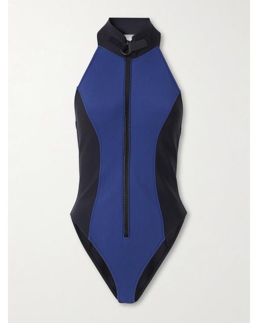 Lisa Marie Fernandez Blue The Lisa Marie Open-Back Neoprene Swimsuit