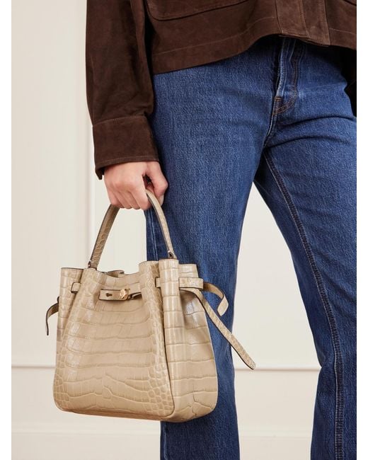 Tory Burch Natural Croc-Effect Logo-Embellished Leather Shoulder Bag