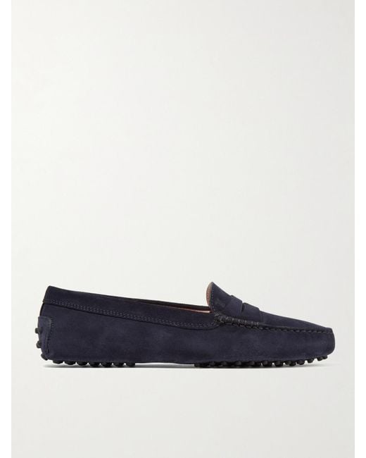 Tod's Blue Gommini Suede Loafers