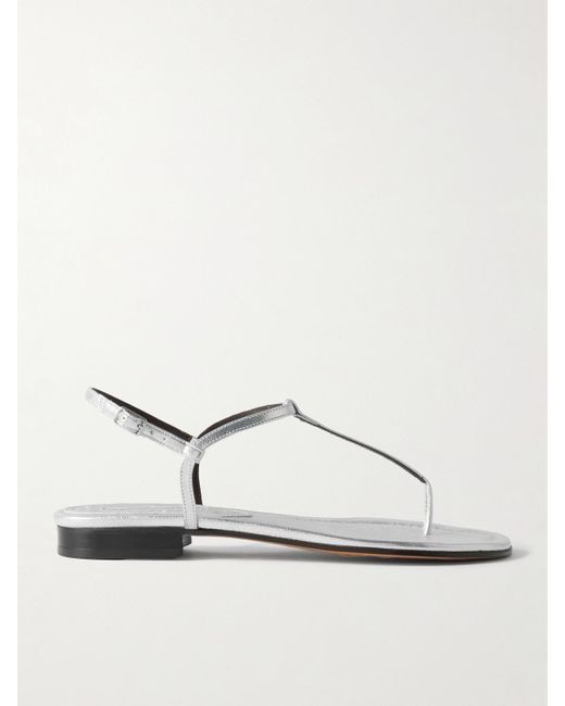 Emme Parsons White Cecilia Sandalen Aus Metallic-Leder