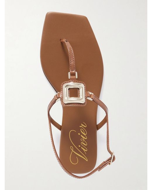 Roger Vivier Natural Viv By The Sea Embellished Leather Sandals