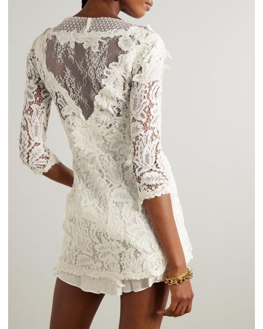 Isabel Marant Natural Rubiana Asymmetric Paneled Draped Cotton-Blend Lace Dress