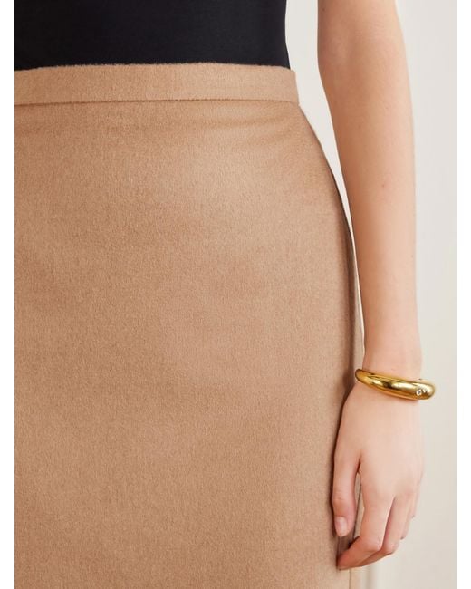 Max Mara Natural Camel Wool Midi Skirt