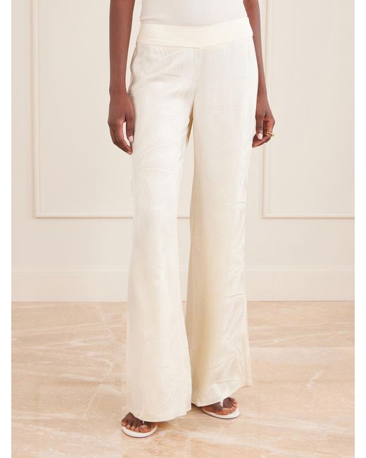 Johanna Ortiz White Laidback Energy Satin-Jacquard Flared Pants