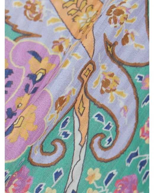 Etro Blue Knotted Cropped Cotton And Silk-Blend Voile Shirt