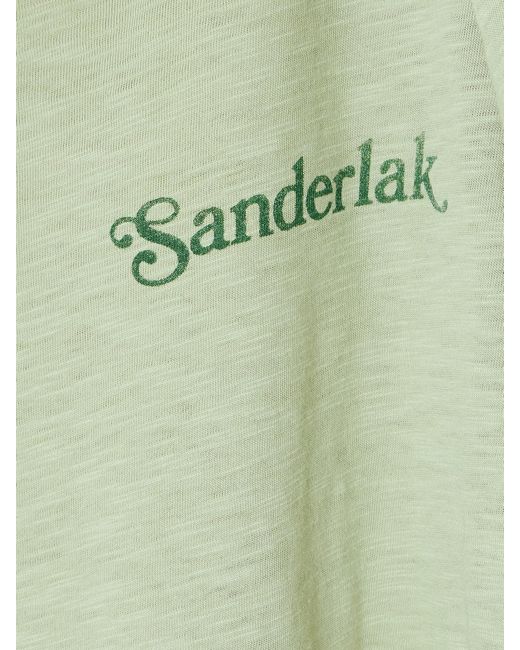 Sanderlak Green Printed Two-Tone Cotton-Jersey T-Shirt