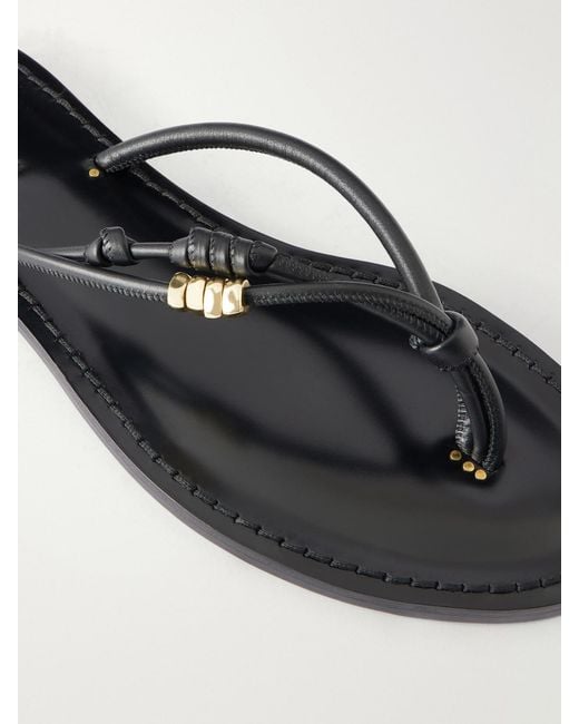 Amanu Black The Kiwayu Embellished Leather Sandals