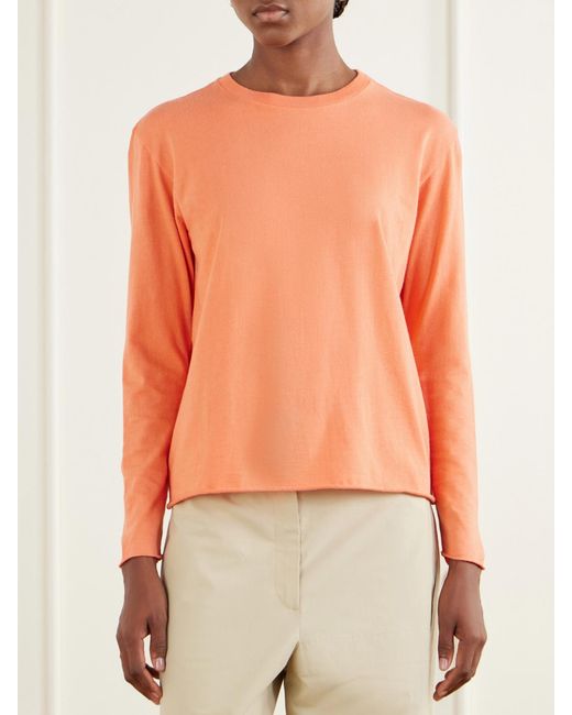 Auralee Orange Cotton And Cashmere-Blend T-Shirt