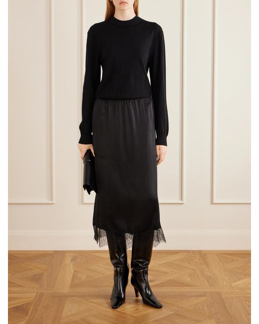 Lanvin Black Bow-Detailed Wool-Blend Cardigan