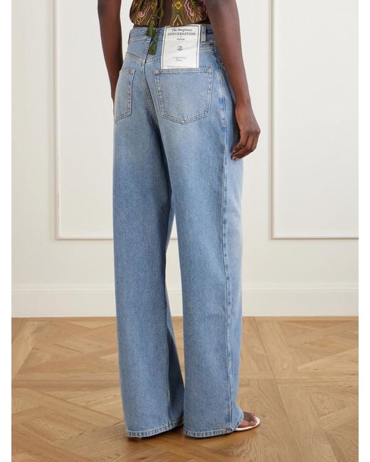 Erdem Blue Mid-Rise Wide-Leg Jeans