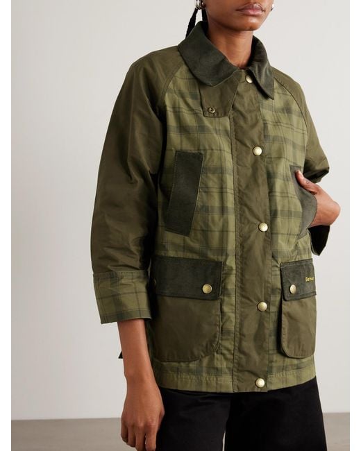 Barbour Green Beadnell Corduroy-Trimmed Checked Cotton Jacket