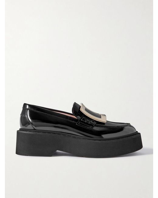 Roger Vivier Black Viv Rangers Patent-Leather Loafers