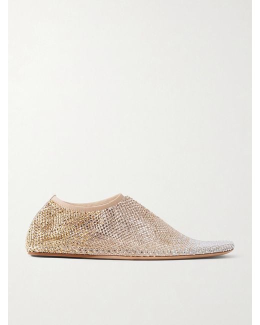 Christopher Esber Natural Minette Ombré Crystal-Embellished Mesh Ballet Flats