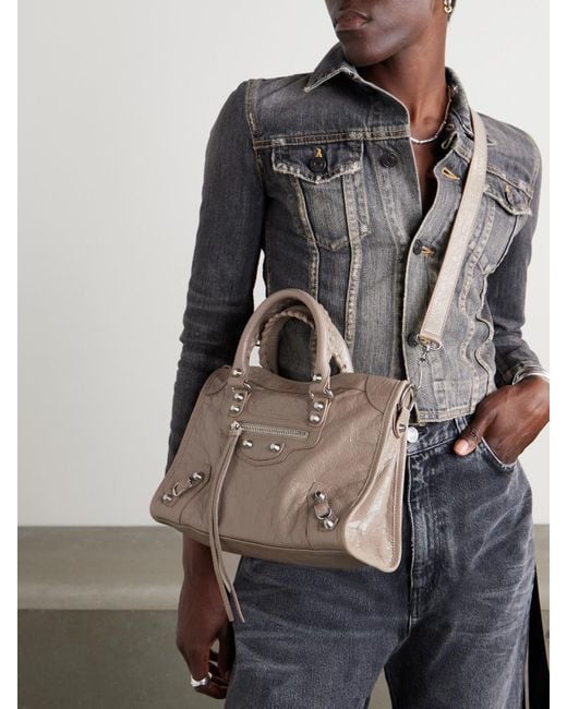 Balenciaga Natural Le City Small Embellished Textured-Leather Tote