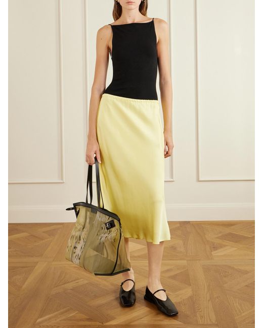 Proenza Schouler Natural Days Carryall Leather-Trimmed Printed Mesh Tote