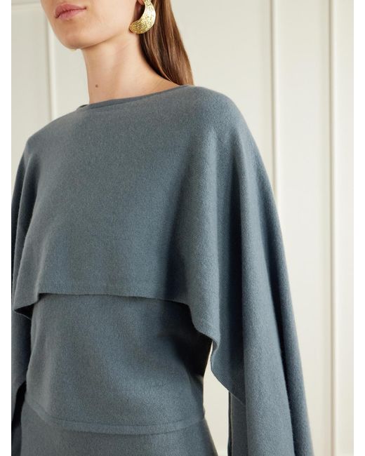 Zimmermann Blue Valiant Draped Wool And Cashmere-Blend Sweater