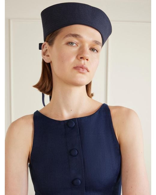 Les Vacances d'Irina Blue Sailor Grosgrain-Trimmed Cotton Sailor Hat