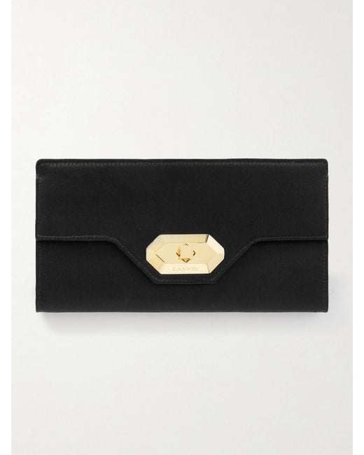 Lanvin Black Invitation Small Satin Clutch