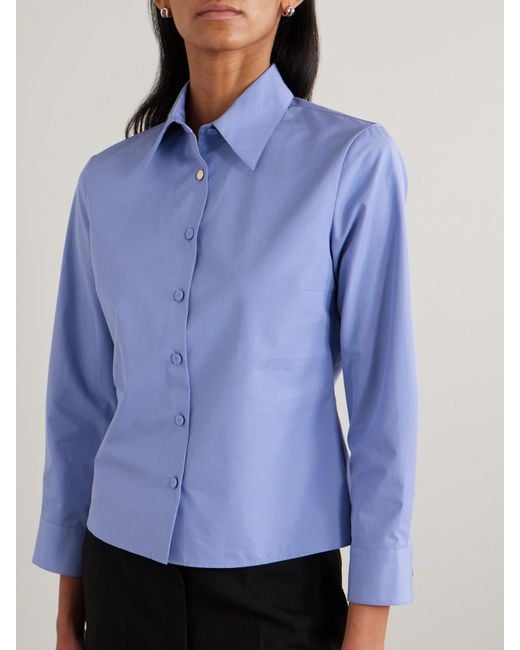Calvin Klein Blue Daisy Cotton-Poplin Shirt