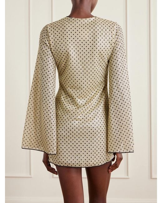 Oseree Natural Lumière Appliquéd Polka-Dot Lurex Mini Dress