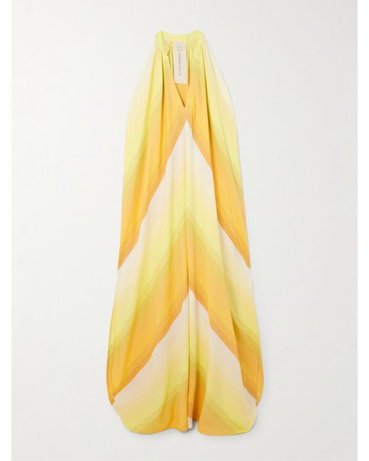 Marrakshi Life Yellow Oversized Striped Cotton Maxi Dress