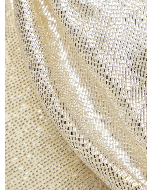 Wiederhoeft Natural Ivy Draped Strapless Beaded Tulle Mini Dress