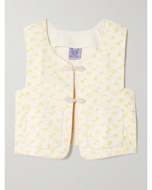 Thierry Colson Natural Alois Quilted Printed Cotton-Voile Vest
