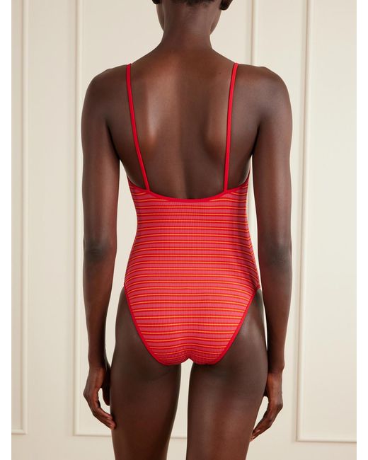 Lido Red Trentasei Striped One-Piece Swimsuit