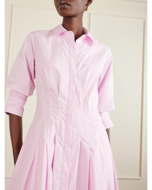 Jonathan Simkhai Pink Jazz Pleated Cotton-Blend Poplin Midi Dress