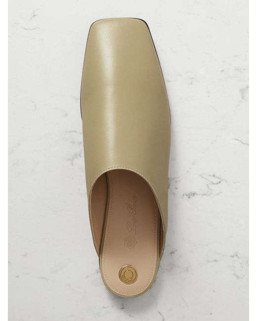 Loro Piana Green Alba Leather Slippers