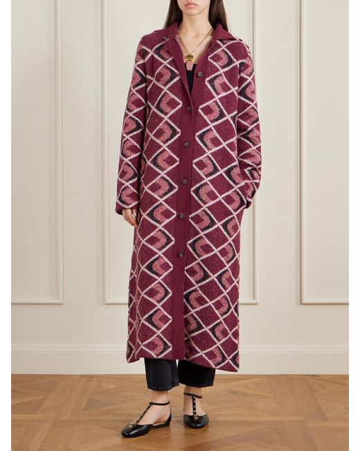 LaDoubleJ Red Jacquard-Knit Coat