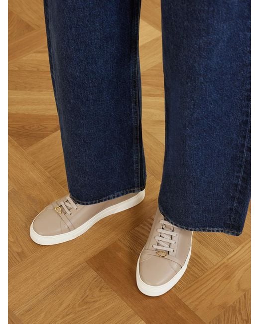 JENNIFER CHAMANDI Natural Embellished Leather Sneakers