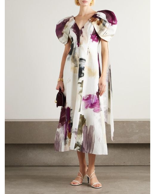 Aje. White Bisou Midikleid Aus Webstoff Mit Print