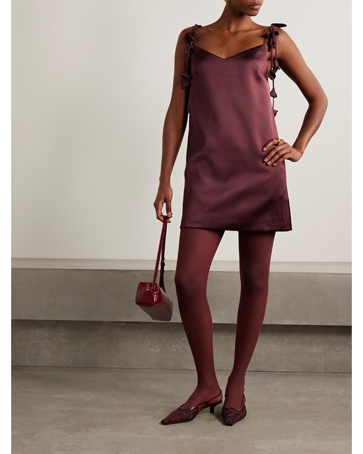 Self-Portrait Red Minikleid Aus Satin Mit Applikationen