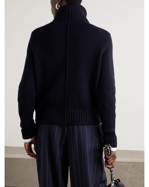 Allude Blue Wool And Cashmere-Blend Turtleneck Sweater
