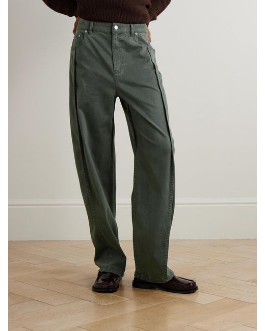 Tibi Green Stretch-Twill Pants