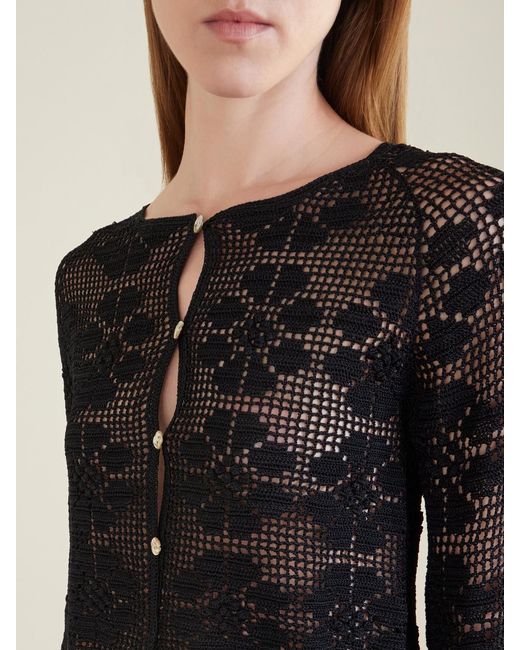 Calle Del Mar Black Daisy Chain Cropped Crocheted Cardigan