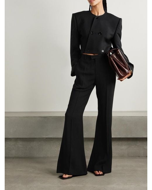Balenciaga Black Spencer Cropped Asymmetric Double-Breasted Wool Jacket