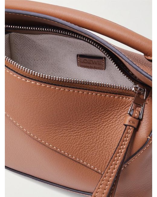 Loewe Brown Puzzle Edge Mini Textured-Leather Shoulder Bag