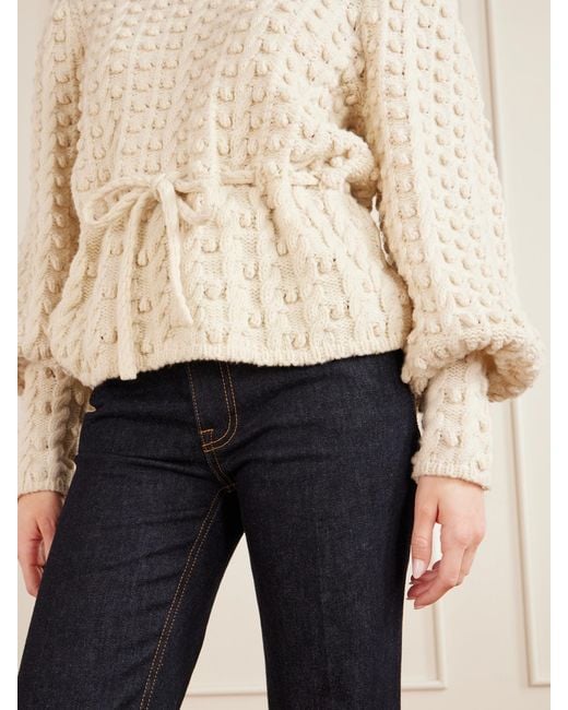 Zimmermann Natural Valiant Embroidered Tie-Detailed Wool Sweater