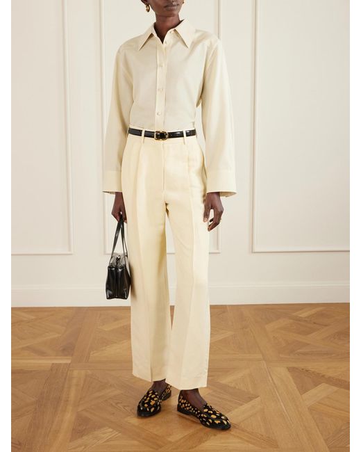 Manolo Blahnik White Maxy Leather-Trimmed Leopard-Print Calf Hair Loafers